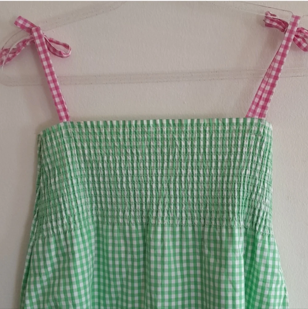 LILLY PULITZER Green And White Gingham Sun Dress Size 16